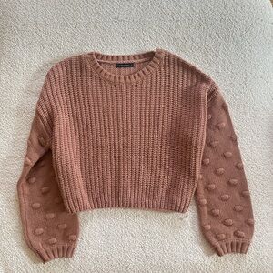 moon & madison Textured Knit Crew Neck Sweater - Pink